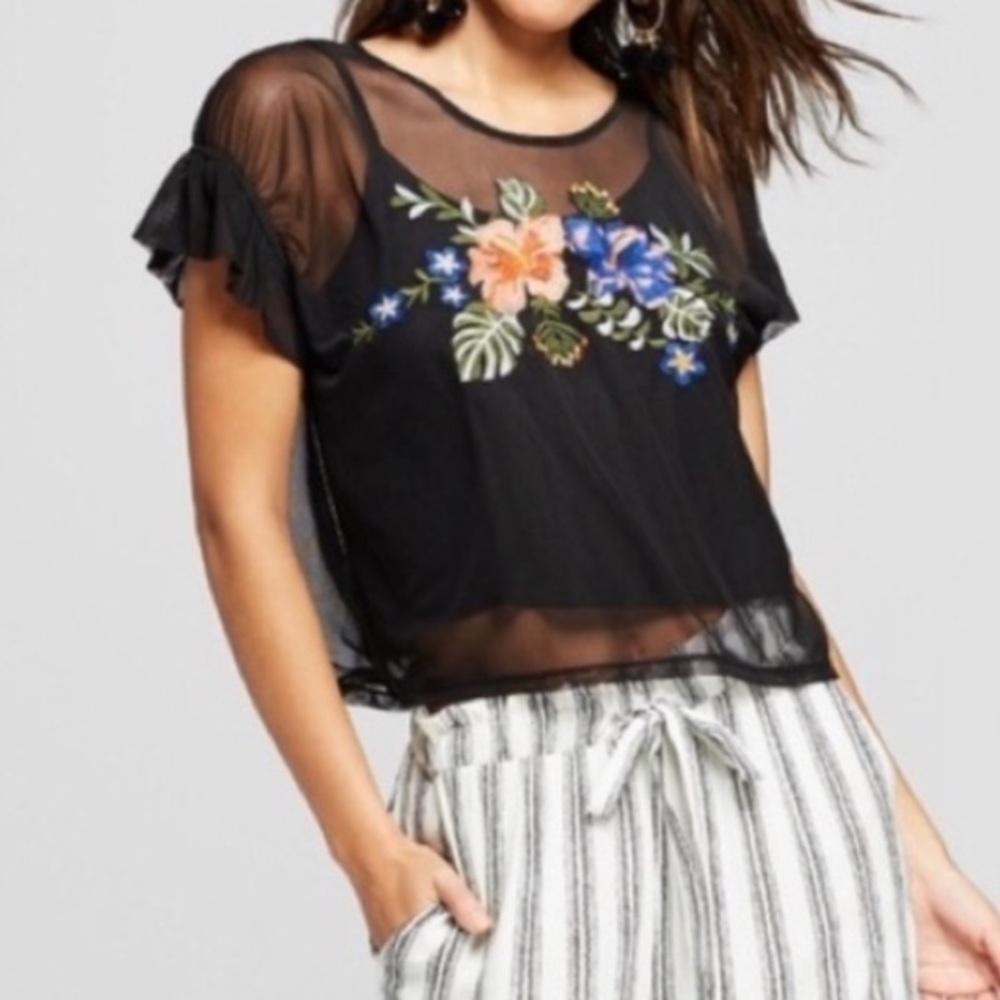 Xhilaration Target Mesh Top Size S Black